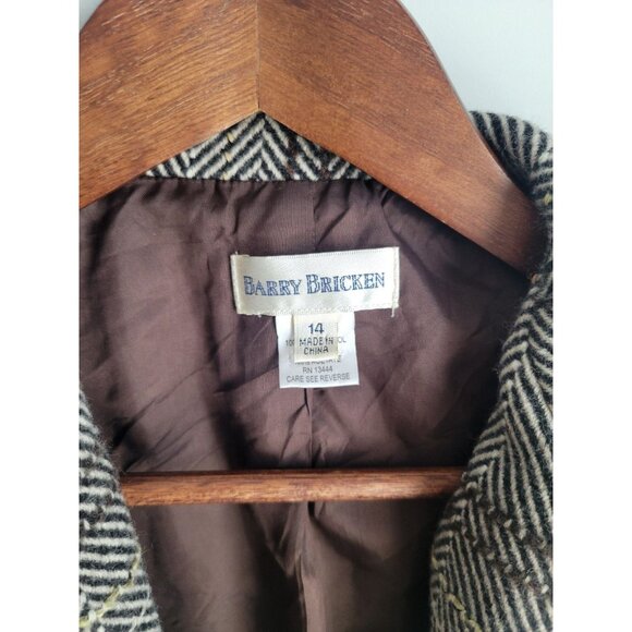 VINTAGE Barry Bricken Wool Plaid Blazer Cropped Fitted Size 12 - Picture 2 of 7